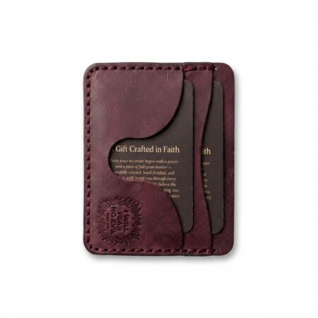 I will Fear No Evil Leather Mini Card Holder – Pentecost Red