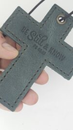 Full Grain Leather Wall Cross – Eden Green — detail 1