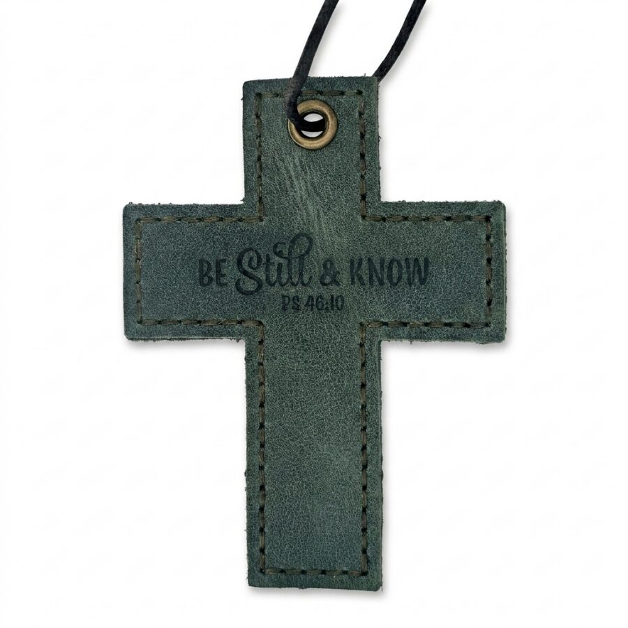 Full Grain Leather Wall Cross – Eden Green