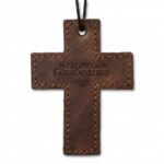 Strong and Courageous Leather Wall Cross – Jordan Brown