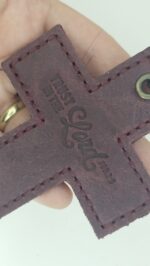Full Grain Leather Wall Cross – Pentecost Red — detail 1
