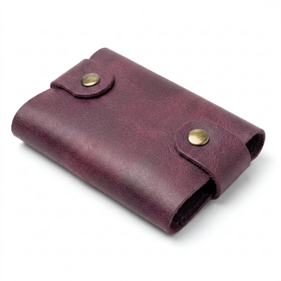 Snap Full Grain Leather Card Holder – Pentecost Red — detail 1