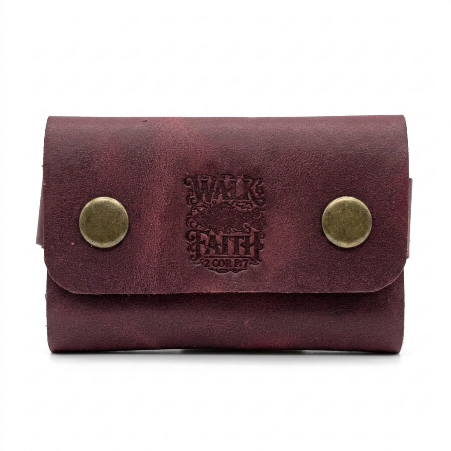 Snap Full Grain Leather Card Holder – Pentecost Red