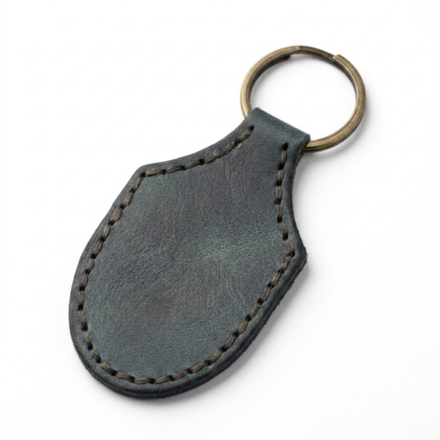 Stitched Full Grain Leather Keychain – Eden Green — detail 1