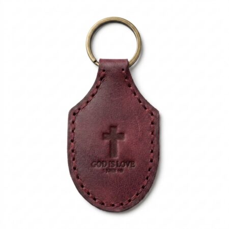 Stitched Full Grain Leather Keychain – Pentecost Red
