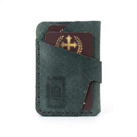 Vertical Full Grain Leather Card Holder – Eden Green