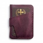 God is Love Vertical Full Grain Leather Card Holder – Pentecost Red — detail 1