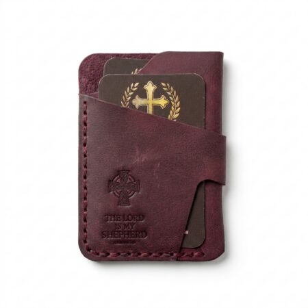 God is Love Vertical Full Grain Leather Card Holder – Pentecost Red