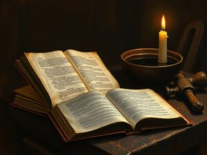 Bible verses about anger — an open Bible beside a cooling forge tool and a still cup of water