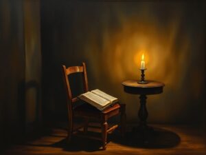 Bible verses for loneliness — a single lit window and an open Bible in a quiet room at night