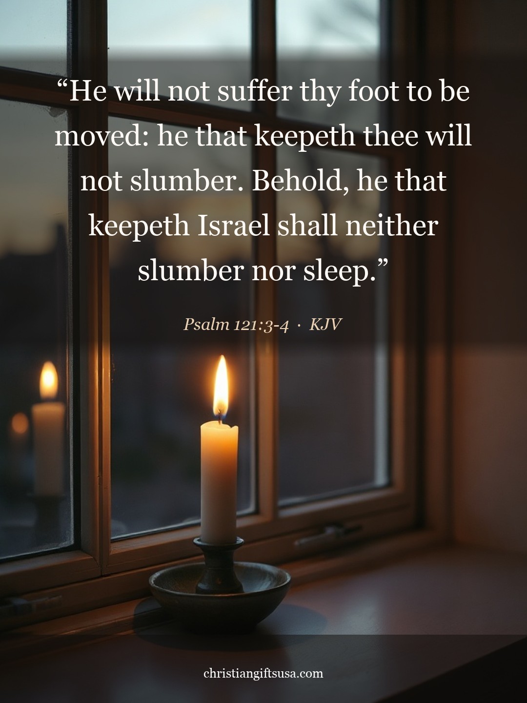 Psalm 121:3-4 illustrated Bible verse