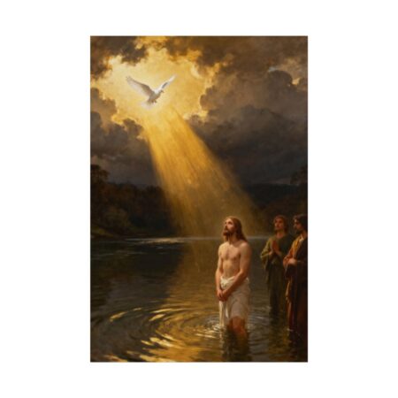 Baptism of Jesus Poster — Dove Descending at the Jordan, Matthew 3:16 Christian Wall Art, Baptism Gift Print