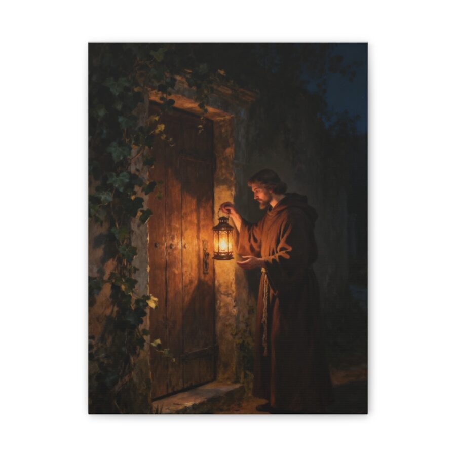 behold i stand at the door canvas wall art front