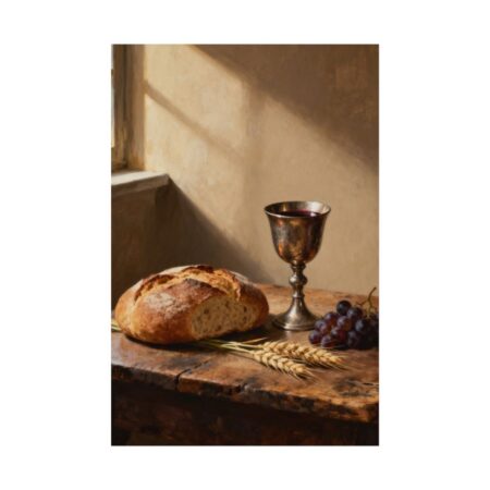 Bread and Cup Poster — Communion Wall Art, John 6:35 Bread of Life Print, First Communion Gift, Christian Kitchen Decor