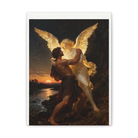 Jacob Wrestling the Angel Canvas — Genesis 32 Wall Art, I Will Not Let Go, Christian Gift for Men, Perseverance Art