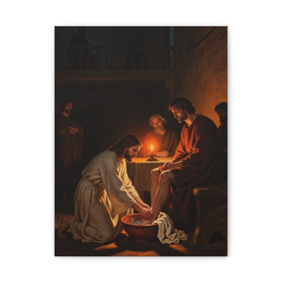 jesus washing feet canvas wall art front