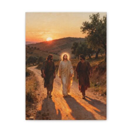 Road to Emmaus Canvas Wall Art — Luke 24:32 Did Not Our Hearts Burn, Christian Journey Painting, Faith Gift