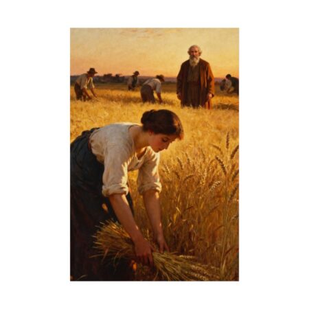 Ruth in the Field Poster — Ruth 2:12 Under His Wings, Harvest Bible Art, Christian Wedding Gift Print